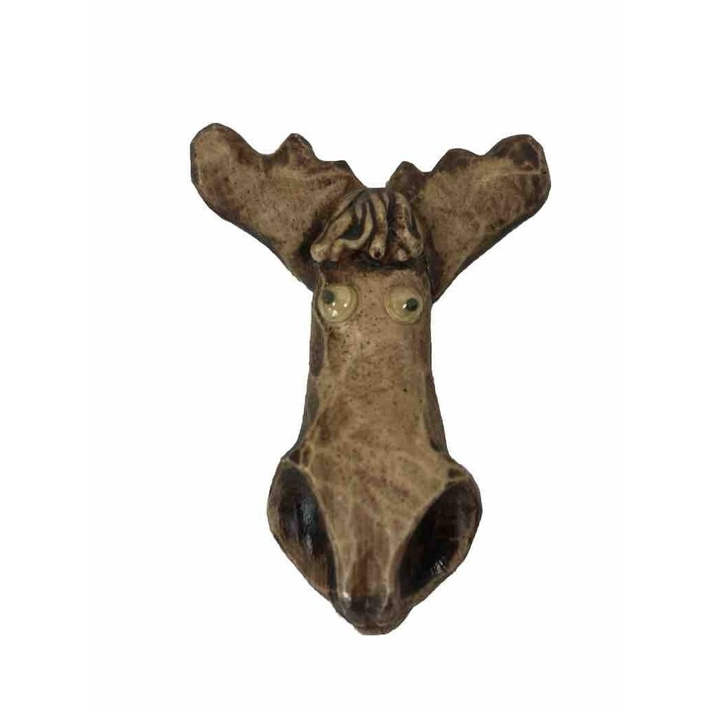Moose Head Animal Cartoon Moving Eyes Refridgerator Magnet Ceramic Souvenir